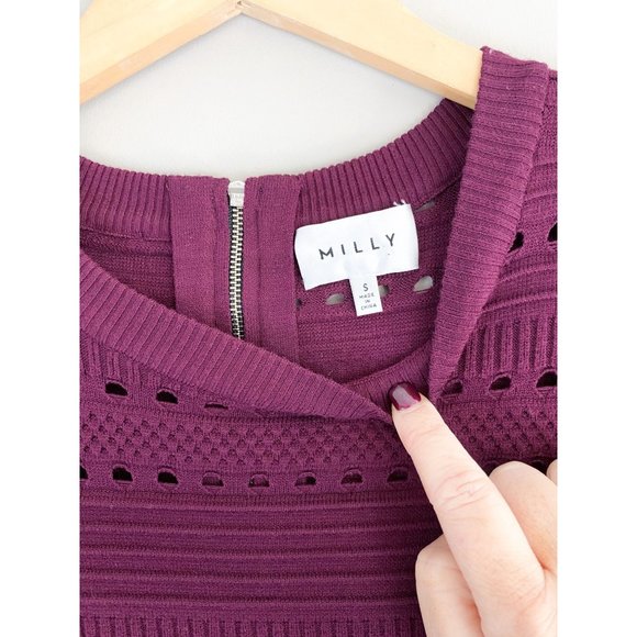 Milly Fit and Flare Knit Short Sleeve Purple Party Dress Small - Picture 2 of 4